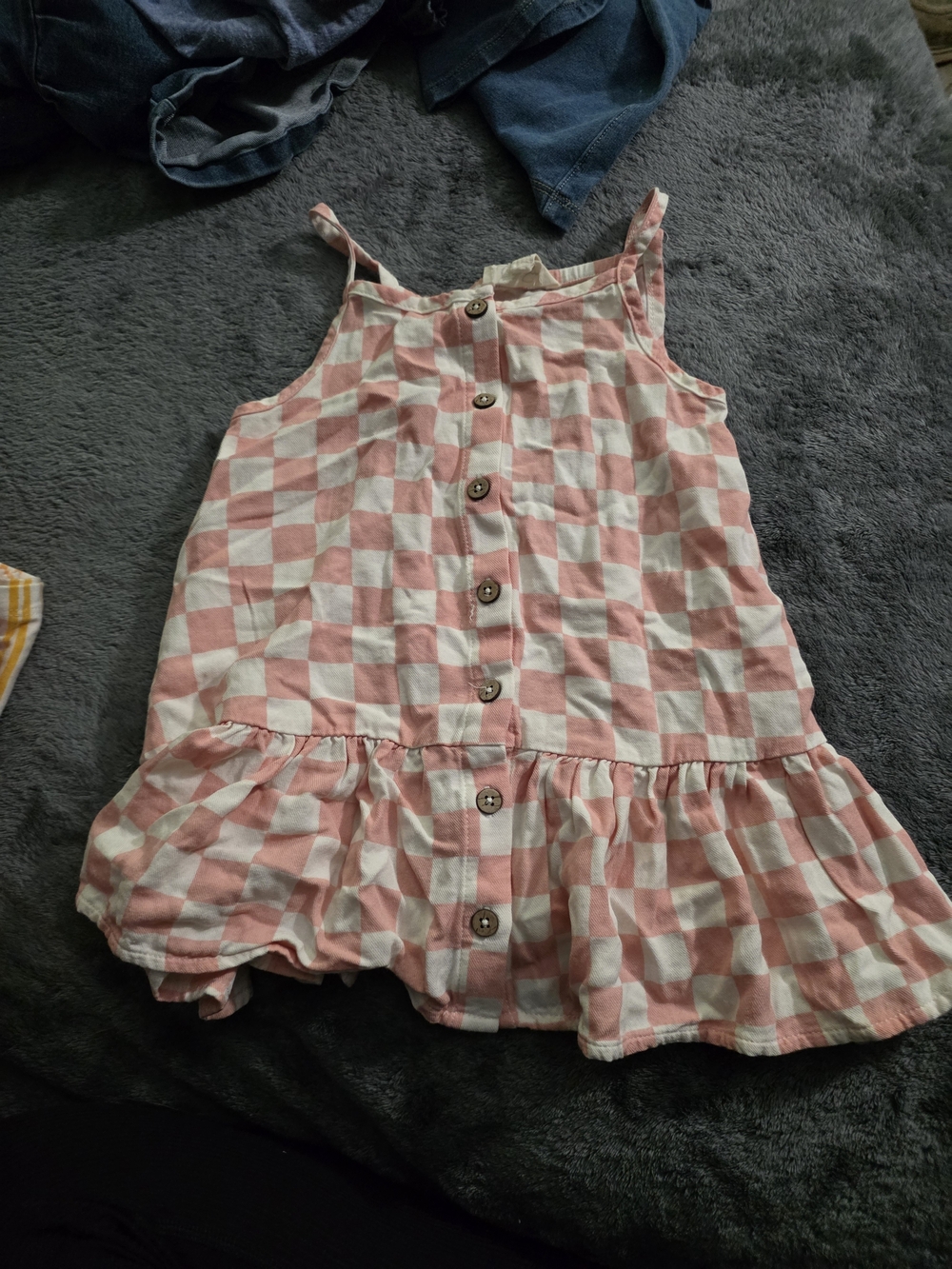 Pink and White Checkerboard Button-Front Sundress